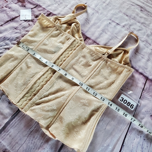Frederick's Of Hollywood Bustier Corset Top Beige Renaissance Lace Romantic Lrg - Picture 10 of 11
